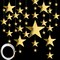 48-Pack Gold Star Cutouts – Cardboard Glitter Foil Metallic Stars (6–30 cm) with 50 m Nylon Hanging Line for Party, Event, and Holiday Decorations